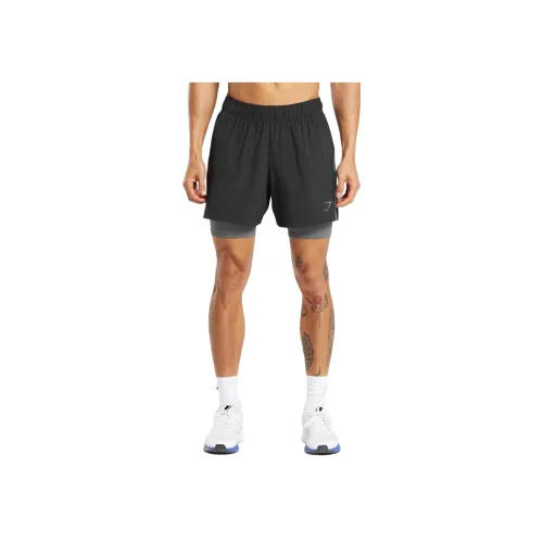 GYMSHARK Черные/Темно-Серые Мужские Спортивные Шорты