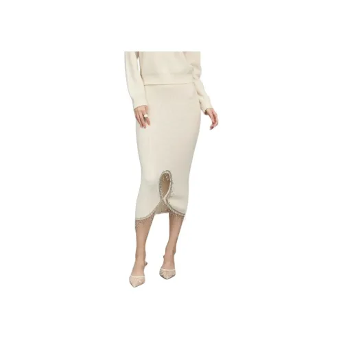 BEBE Повседневный Длинный Юбка Женские Экрю