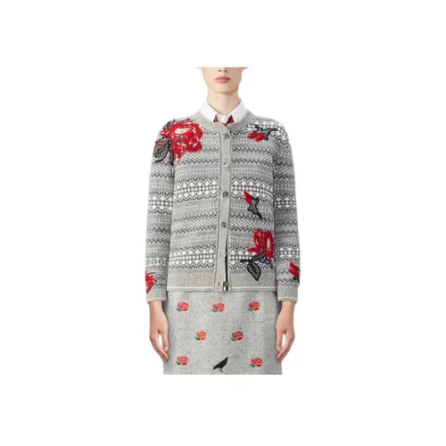 THOM BROWNE Однотонные Серые Женские Свитеры
