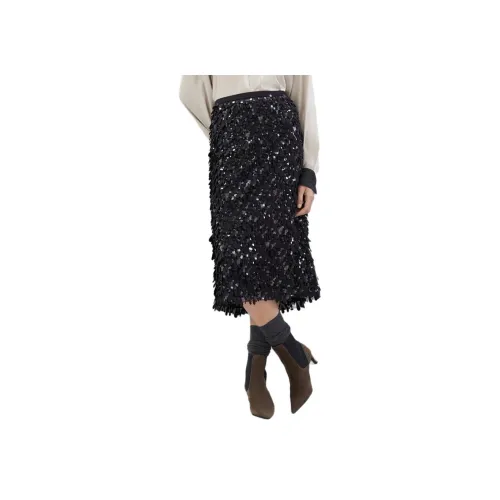 Brunello Cucinelli Черные Женские Повседневные Длинные Юбки