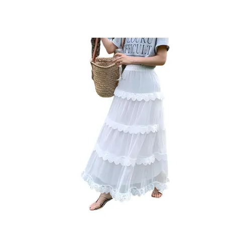 NANING9 Повседневный Длинный Юбка Женская Белая