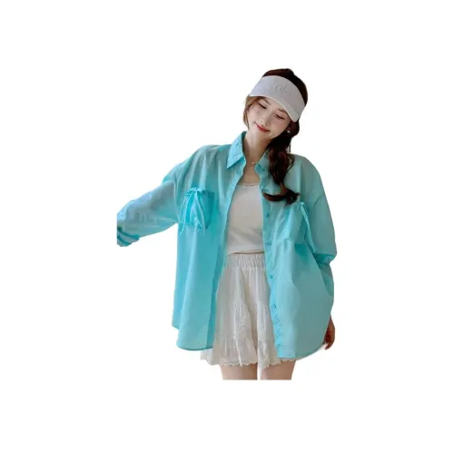 Мед, мятно-синий, женские рубашки