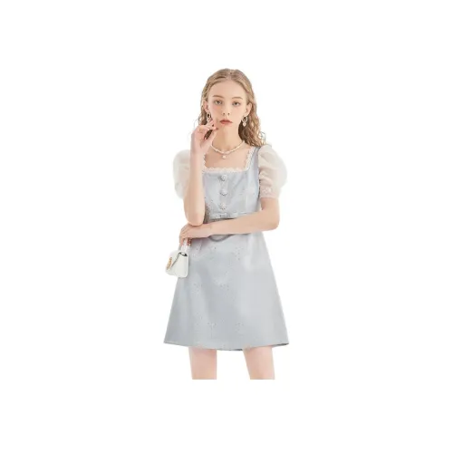 JORYAweekend Короткий рукав Платье Женское Аква Синий