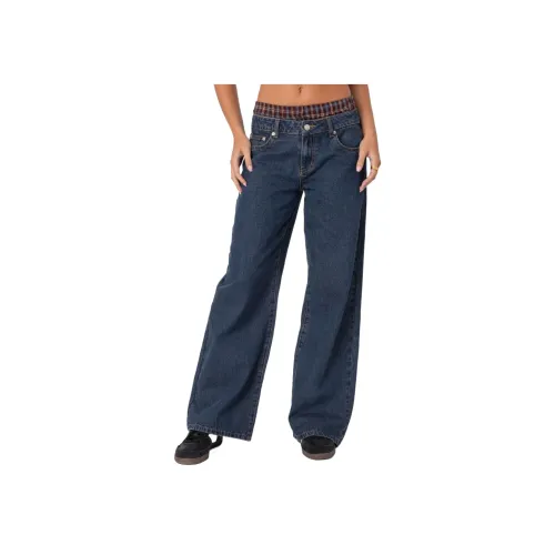 Edikted Клетчатый Боксер Детали Relaxed Джинсы Женские