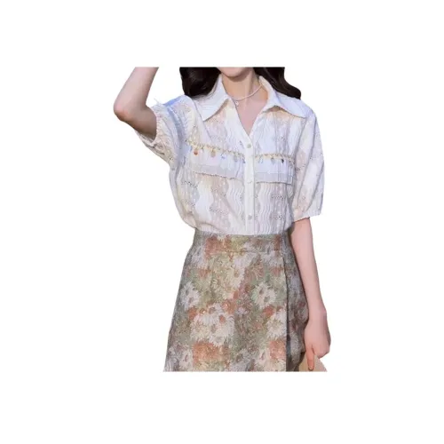 YICHEN Абрикос Женские Рубашки