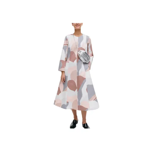MARIMEKKO Многоцветные Женские Длинные Платья с Рукавами