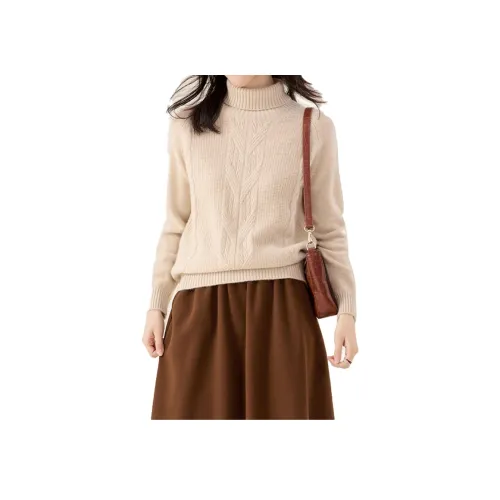 JINJU Кашемир Свитер Женские Светлый Бежевый CAMEL