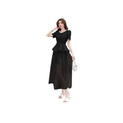 QIAOMONVHAI Короткое платье с короткими рукавами женское