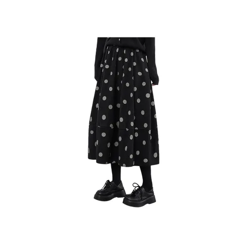 Cypress House Повседневный Длинный Юбка Женские Черный В горошек