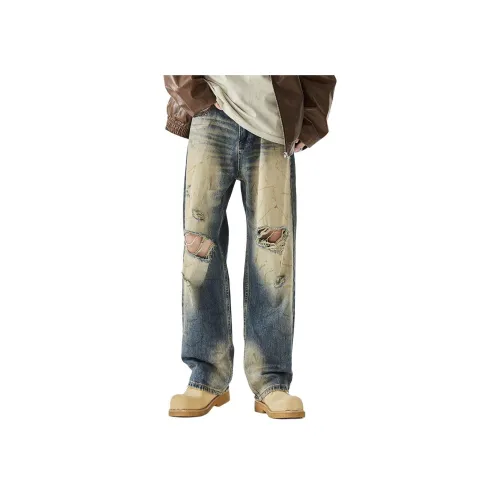 ALL IN Джинсы Мужские Винтажные Синие