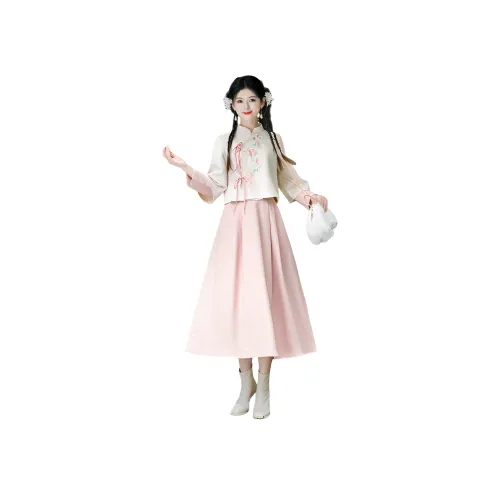 HUICUIGE Pink Women's Skirt Sets