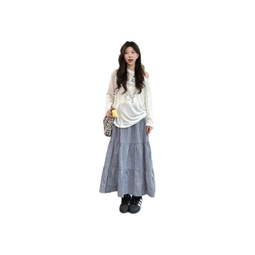 GORGEOUSIDEA Белый топ + Клетчатая юбка, женские комплекты с юбкой