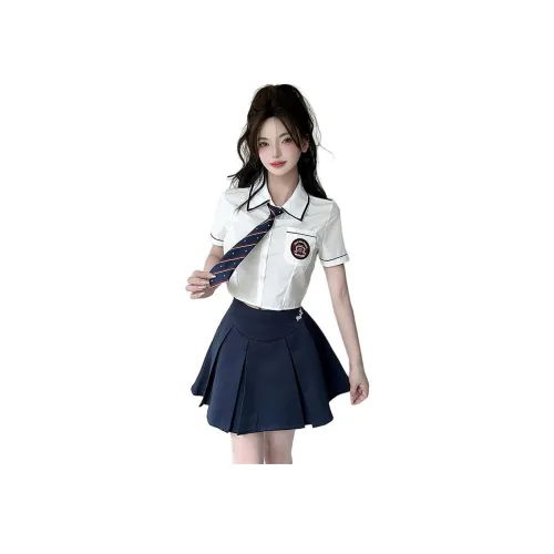 DGMZ Белый топ с синим комплектом, женская униформа