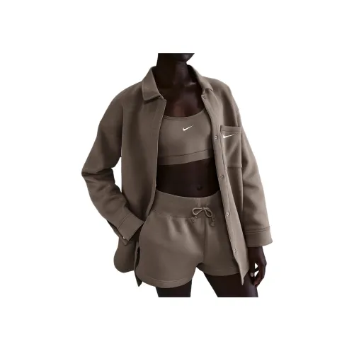 nike Sportswear Phoenix FleeceSwoosh Куртки и Пальто Женские Норково-коричневый Холст