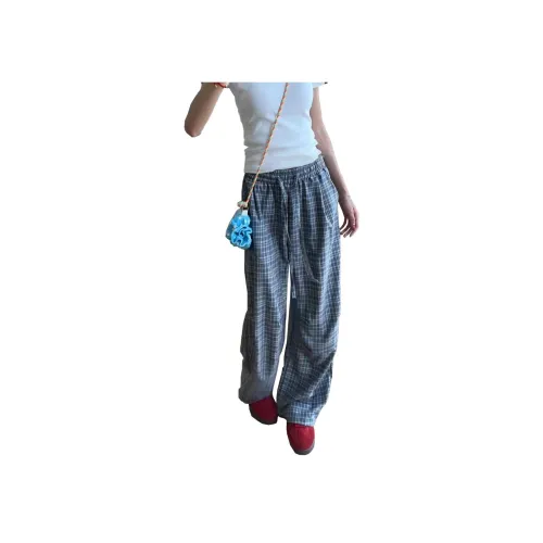 DEAR BETSY Blue Plaid Unisex Casual Pants DEAR BETSY Синий Клетка Унисекс Повседневные Штаны