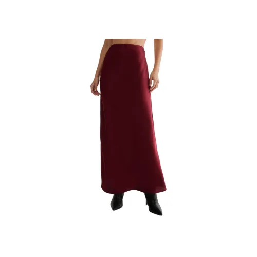 NASTY GAL Satin Maxi Юбка Casual Long Юбка Женская Burgundy
