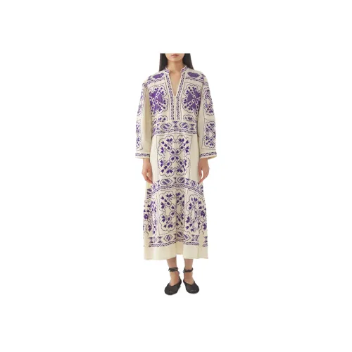 ANTIK BATIK Бежевые Женские Платья с Длинным Рукавом
