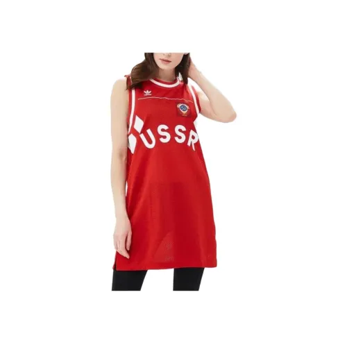 Adidas Originals Sleeveless Dress Women's Red Adidas Originals Без рукавов Платье Женское Красное