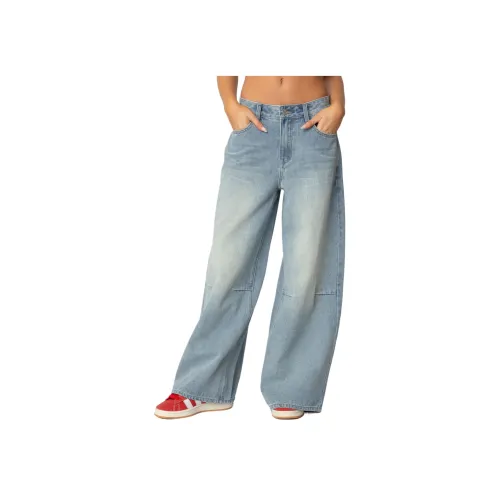 Edikted Skater Girl Washed Low Step Stitch Jeans Women's