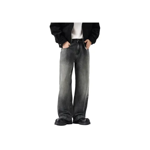 SONGS ALONG Джинсы Унисекс Серый Черный с Green Light