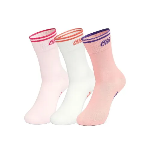 Skechers 3 шт Светло-розовый + Белый + Розовый Женские MID Носки до икры
