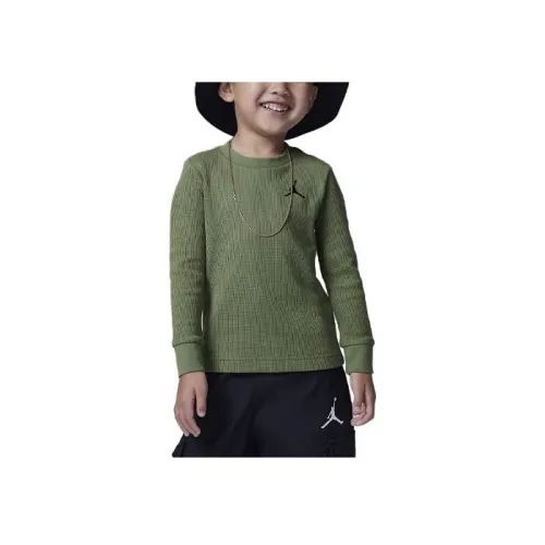 Jordan Essentials Детская одежда MJ Essentials Вафельная вязка Длинный рукав Т-рубашка Рубашка Малыш Светлая оливковая