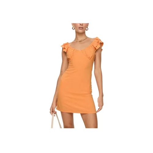 PRINCESS POLLY Лето Мини Платье Короткий Рукав Платье Женское Оранжевый Оранжевый