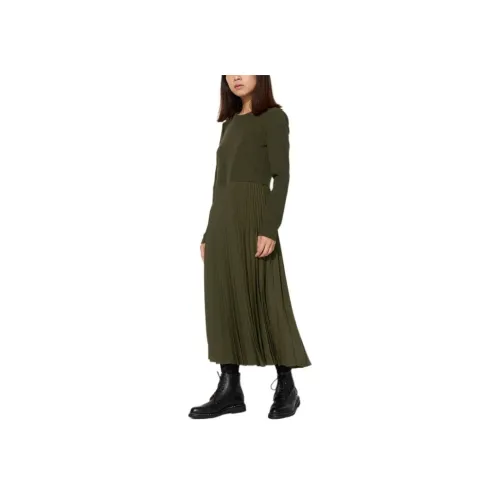 UNIQLO Длинное платье с длинными рукавами женское яшмовый цвет