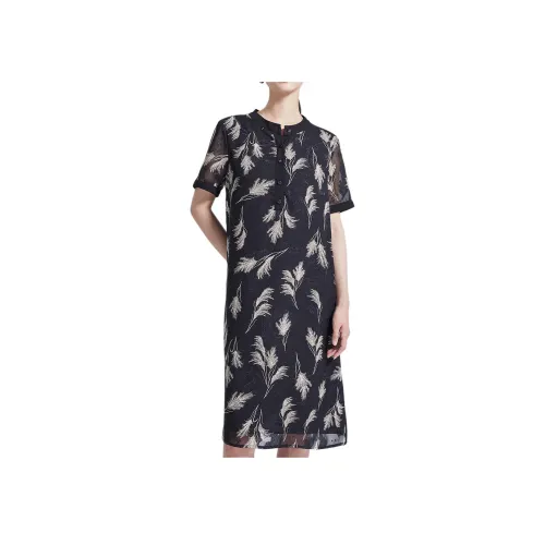 Badgley Mischka Короткий рукав Платье Женское Черное