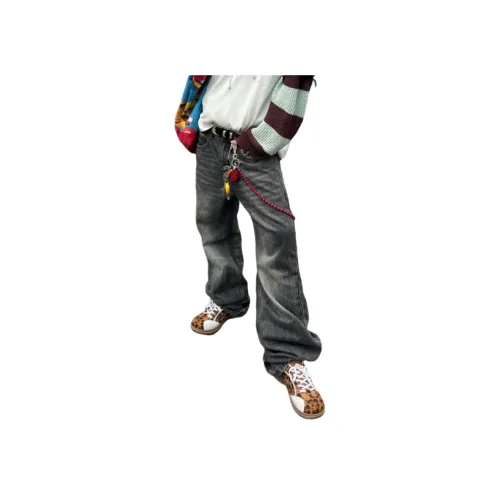 GANGZAI Черные Унисекс Джинсы