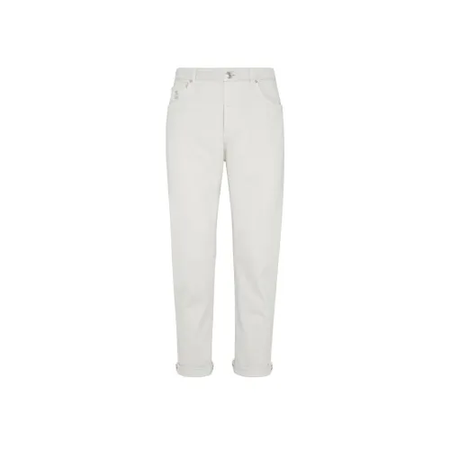 BRUNELLO CUCINELLI Белый Мужской Джинсы