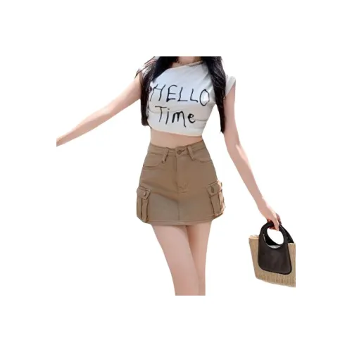 Розовые джинсовые короткие юбки для женщин