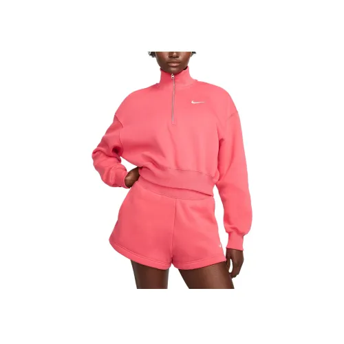 Nike Женские 1 2 ZIP Укороченный Свитшот Женские Астра Розовый