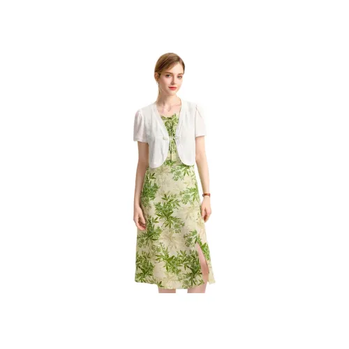 FENHONGMALI Зеленый Женские Комплекты с юбкой