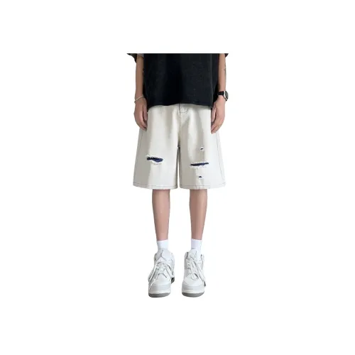 JIARONG Синяя пряжа Белый деним Унисекс Джинсовые шорты