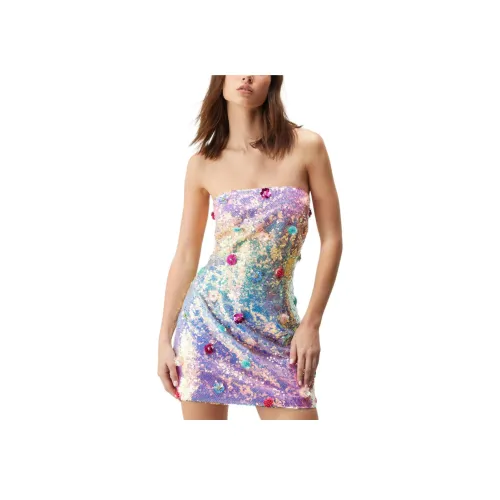 NASTY GAL Премиум Ручная вышивка с блестками Мини платье Без рукавов Платье Женское Розовый