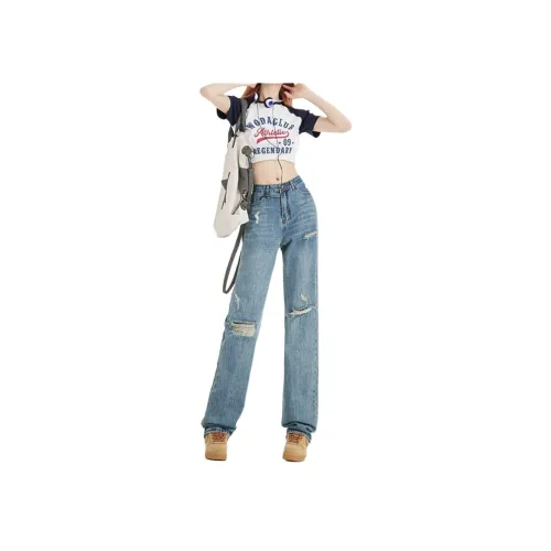 MUCCHIC Свет Лазурный Синий Женские Джинсы