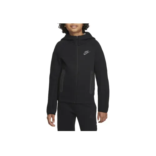nike Куртки Пальто Sportswear Tech Fleece Два Тон Черный Черный Подростки