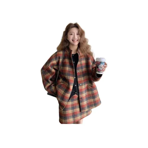 BVODE Клетчатый Комплекты Женские Юбка и Топ