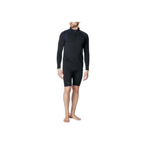 Under Armour SS25 Rash Guard T-Shirt Мужская Черная Королевская Синяя 002
