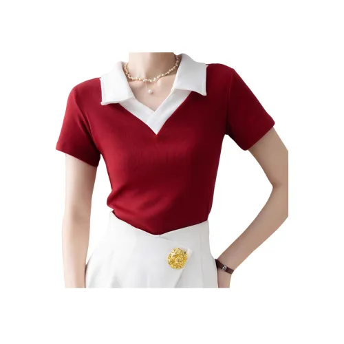 Lan Miao Красный Женские T-рубашки