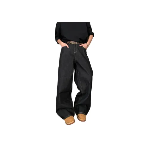 COMOWA Черный с съемным логотипом унисекс джинсы