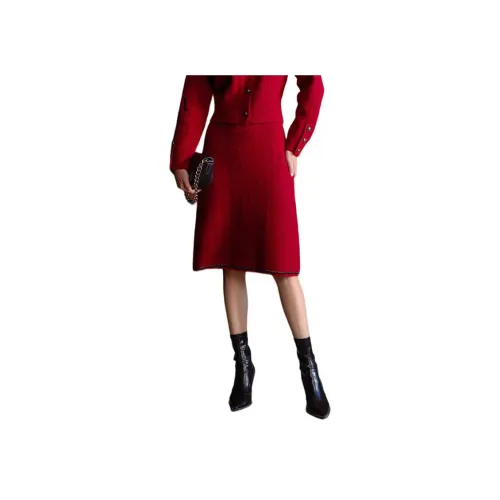 Anmani Темно-красные женские вязаные длинные юбки
