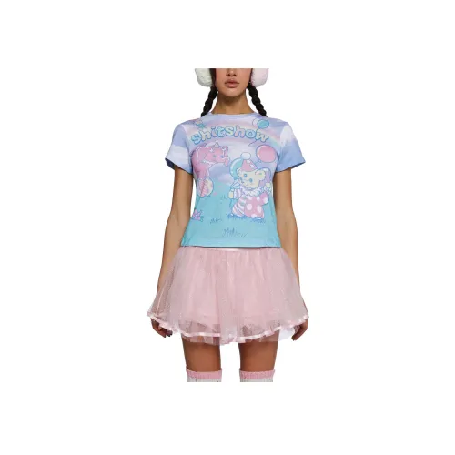 Dolls Kill Sugar Thrillz not So Funhouse BABY TEE T-Shirt Женская Rainbow Радужный