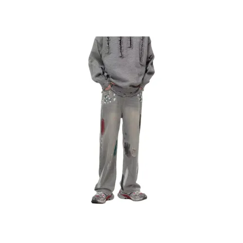 PAINT STAIN Синий [Высокое качество + Стиль с кляксами чернил] Унисекс Джинсы