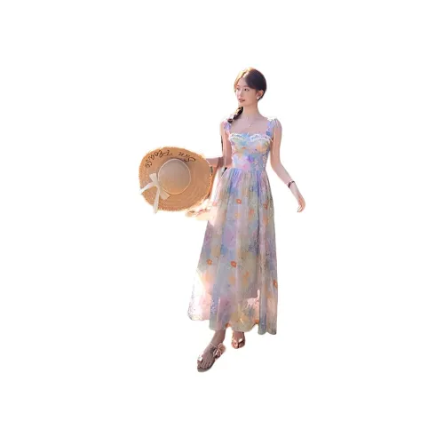 MORii Slip Платье Женское Розовое Синее