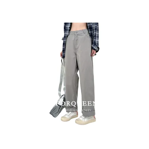 FANKUIEN Светло-серые Женские Повседневные Брюки