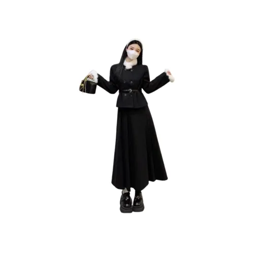 AURORA MUSE Черный топ + Юбка Женские Комплекты с юбкой