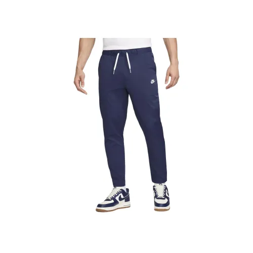 Nike Club Ткани вязаные Tapered нога Брюки вязаные Тренировочные брюки Мужской Midnight Морской синий