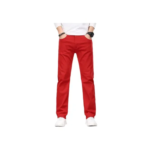 TIANZAN Red Unisex Casual Pants TIANZAN Красный Унисекс Повседневные Штаны